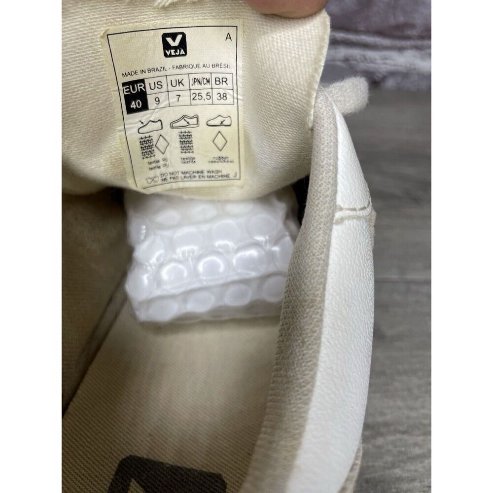 L27 Veja V-12 White Leather Beige Low Top Lace Up Sneakers Women’s Sz 9M US/40EU - Picture 9 of 16